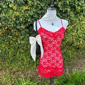 Red Lace Slip Dress